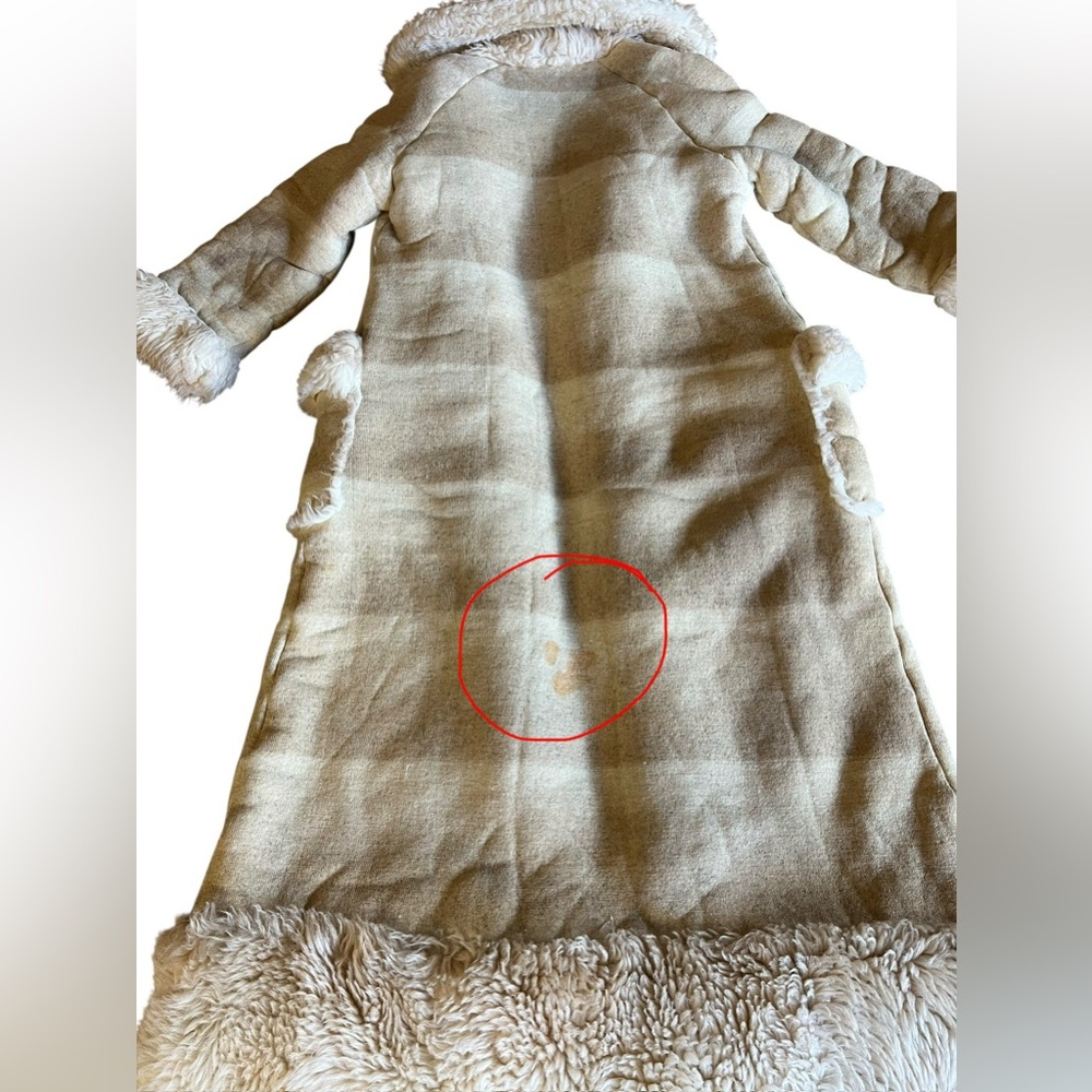 VTG Rare STAN HERMAN Lifestyle 70s Shearling Striped Pennylane Heavy Long Jacket - Picture 15 of 15